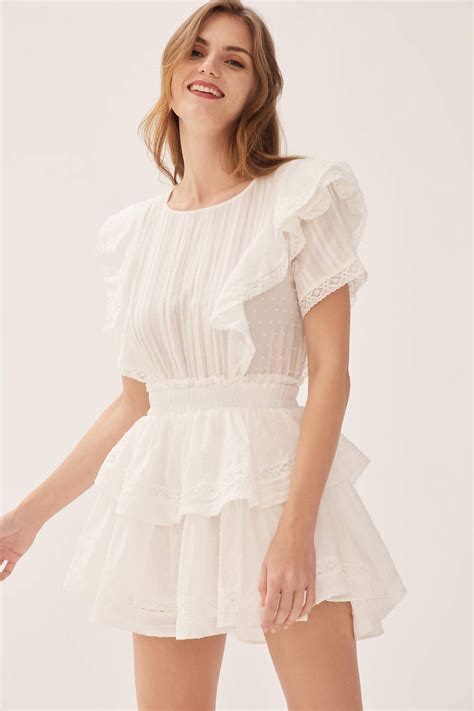 Aeris Lace Ruffled Layered Dress In White In 2022 Ruffle Layered