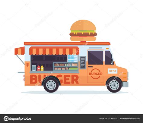 Modern Delicious Commercial Food Truck Vehicle Burger Stock Vector Image By Naulicreative