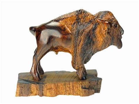 Buffalo With Detail Ironwood Carving Earthview