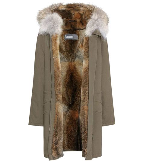 Yves Salomon Fur Trimmed Parka Coat In Hueter Greee Modesens