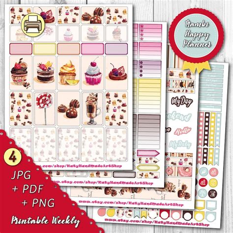 Printable Mambi Happy Planner Weekly Classic Stickers Cake Etsy