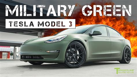 Tesla Model 3 Goes Army Green Youtube