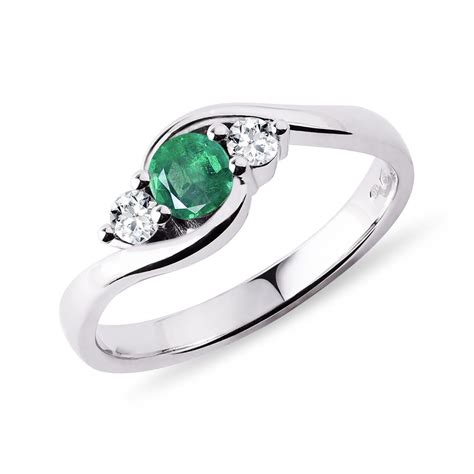 Emerald And Diamond Ring In White Gold Klenota