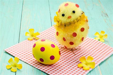 Easter Egg Chick With Red Polka Dots Stock Image Image Of Season