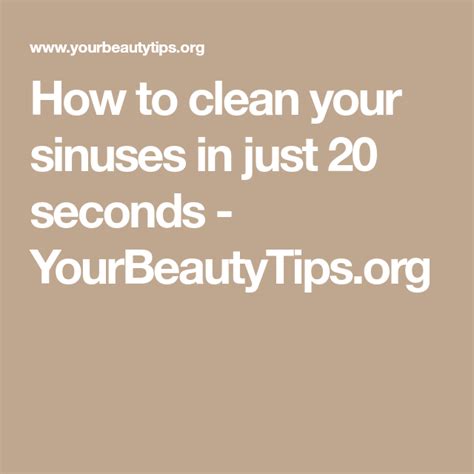 How To Clean Your Sinuses In Just 20 Seconds