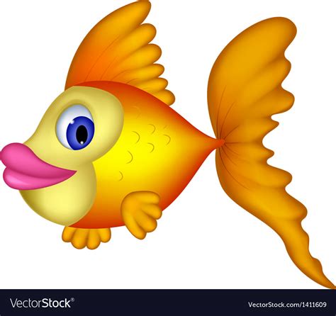 Cute Yellow Fish Cartoon Royalty Free Vector Image