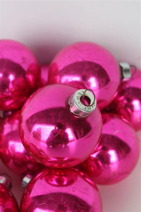 Vintage Christmas Ornaments Mercury Glass Pink Hot Pink Bright Etsy
