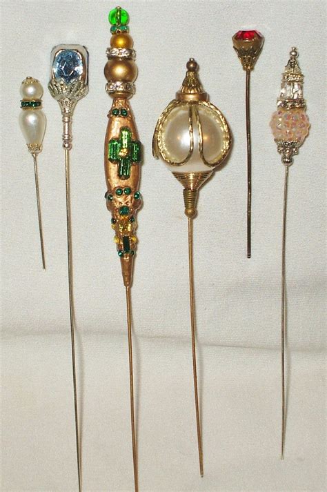 6 Antique Style Victorian Hat Pins With Vintage And Antique