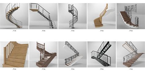 3d Model Classic Modern Stairs Set Cgtrader