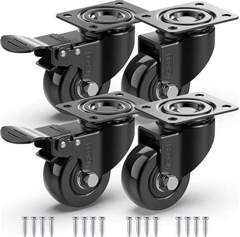 Gbl 2 Heavy Duty Caster Wheels With 2 Brakes Screws Up To 440lbs