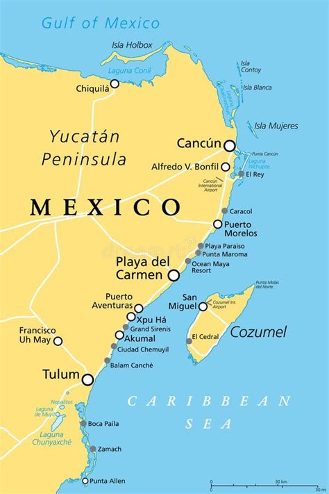 Cancun Cozumel En Riviera Maya Mexico Politieke Kaart Vector