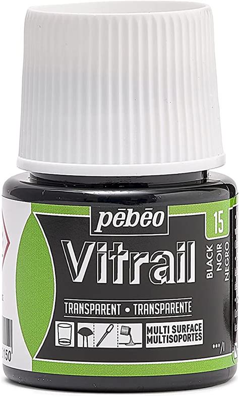 Pebeo 050 015 Vitrail Stained Glass Effect Glass Paint Bottle Black