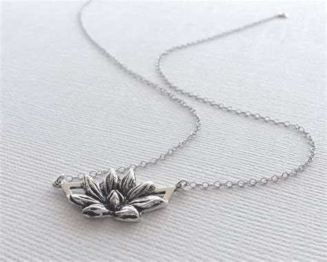 Lotus Flower Necklace In Sterling Silver Lotus Jewelry Yoga Etsy