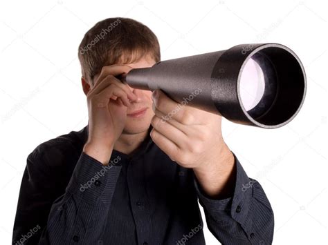 Man Looking Through A Telescope ⬇ Stock Photo Image By © Gorielov 6317701