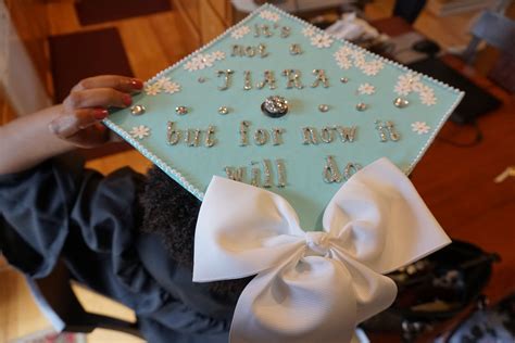 In celebration of the journey ahead. Tiffany blue graduation cap. "It's not a tiara but for now ...