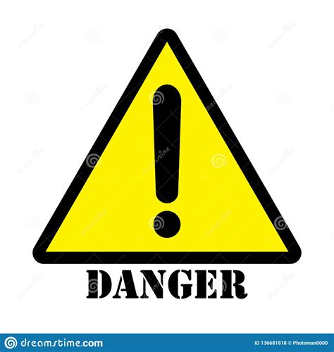 Danger Triangle Sign Yellow Background Stock Vector - Illustration of careful, experiment: 136681818