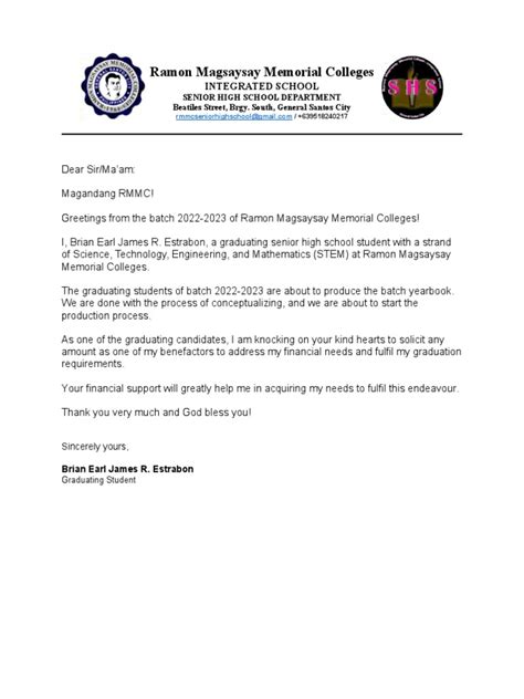 Solicitation Letter For Graduation Pdf