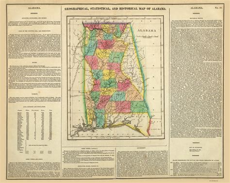 Alabama 1822 Carey Map With Text Old State Map Reprint Old Maps