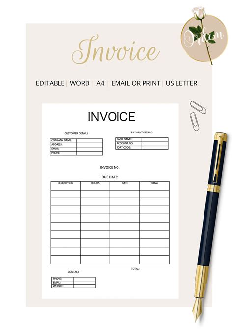Invoice Template Printable Order Form Template Invoice | Etsy | Invoice template, Template ...