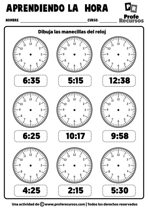 Fichas Para Aprender La Hora Relojes Analógicos Con Manecillas