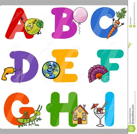 Education Cartoon Alphabet Letters For Kids Stock Vector Illustration