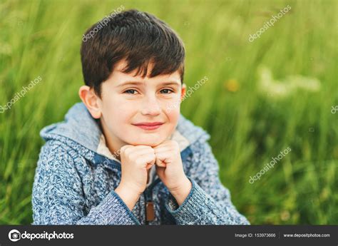 Close Up Portrait Of Adorable 6 Year Old Boy Stock Photo By