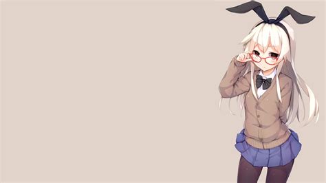 Wallpaper Illustration Blonde Long Hair Anime Girls Glasses Bunny Ears Cartoon Kantai