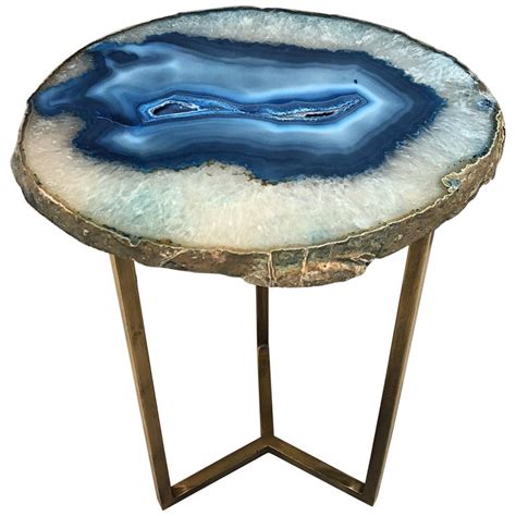 Unique Blue White Agate Stone Side Coffee Table At 1stdibs
