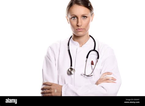 Serious Confident Female Doctor Stock Photo Alamy