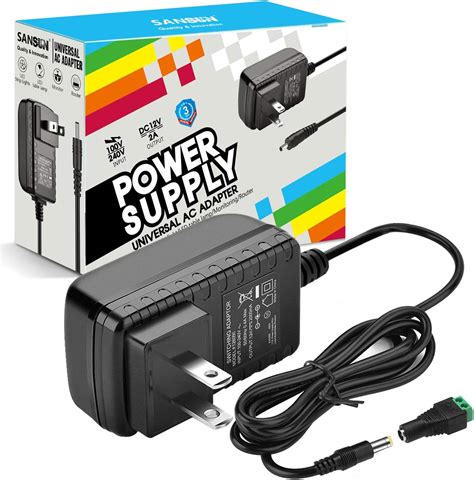 buy 12v 2a power supply adapter sansun 120vac to 12vdc transformer with 5 5x2 1mm dc output
