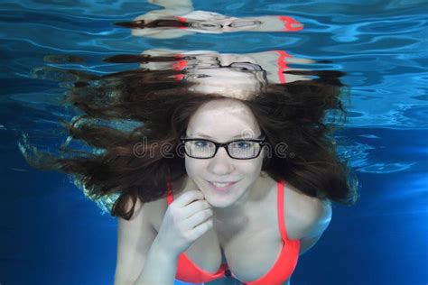 Scuba Woman Underwater Stock Photo Image Of Person Close