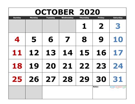 Printable Calendar October 2020 Printable Word Searches