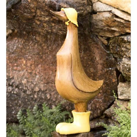 Plow And Hearth Resin Outdoor Duck Statue In Rain Boots And