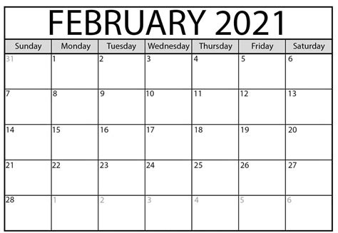 February 2021 Printable Calendar In Pdf Word Excel With Holidays