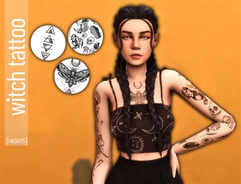 Witch Tattoo Nesims Sims 4 Sims 4 Tattoos Sims