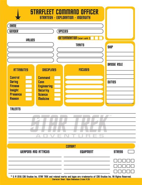 2d20 Star Trek Adventures Command Sheet R2d20games