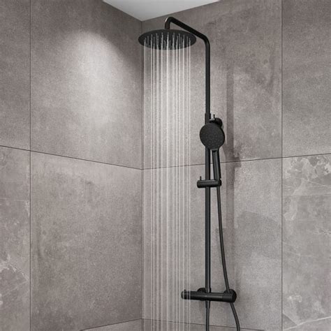 Ryver Knurled Black Exposed Thermostatic Shower MyLife Bathrooms