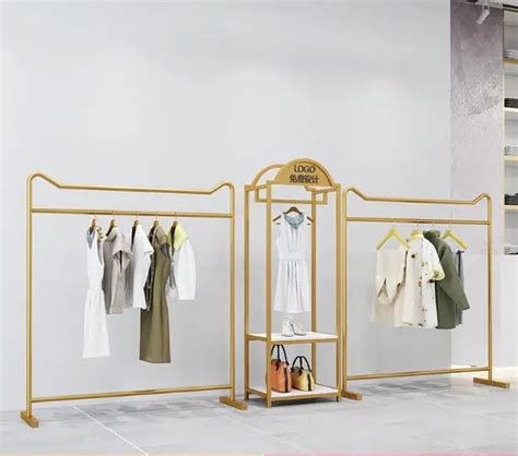Showcase Rack Of High End Clothing Store Simple Gold Dress Shop Iron