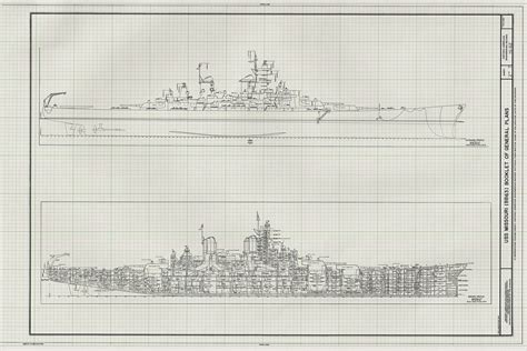 USS Missouri Blueprint Navy Ship Blueprint Ship Drawing Etsy España