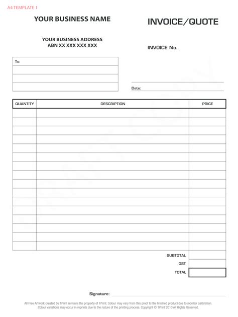 Blank Invoices Printable Comparisonelectricsmokermasterbuilt