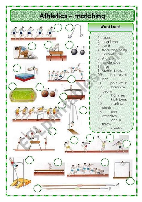 Athletics Matching Exercise Esl Worksheet By Oppilif