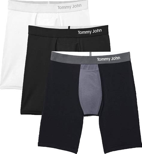 Tommy John Mens Cool Cotton Boxer Briefs 3 Pack No Ride Up