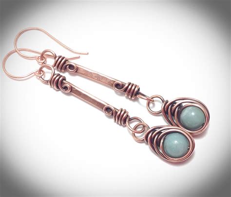 Wirewrapped Jewelry Hanging Earrings Copper Wire Stick Etsy Wire