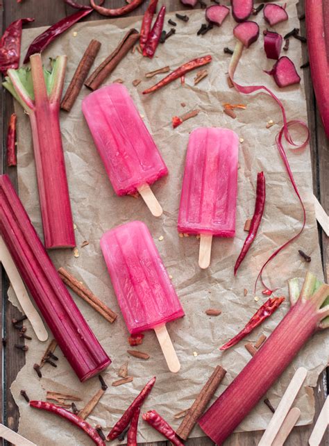 Spicy Cinnamon And Rhubarb Popsicles