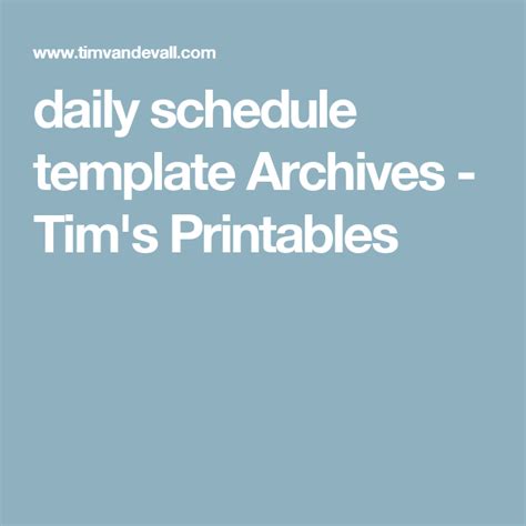Daily Schedule Template Archives Tims Printables Daily Schedule