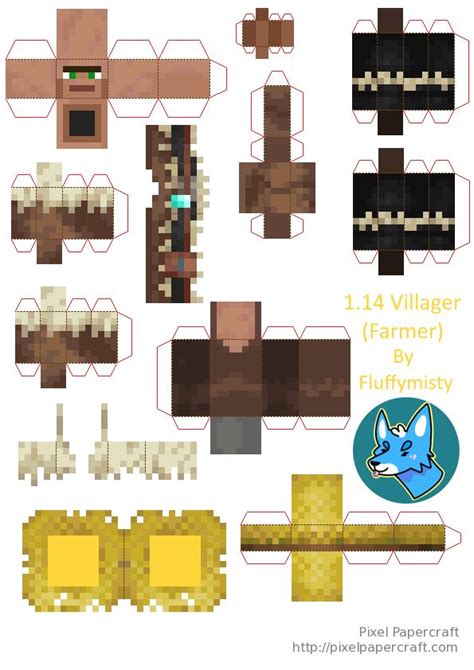 Papercraft 114 Villager Farmer In 2020 Minecraft Crafts