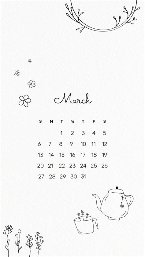 Cute 2022 March Calendar Template Editable Monthly Planner Iphone