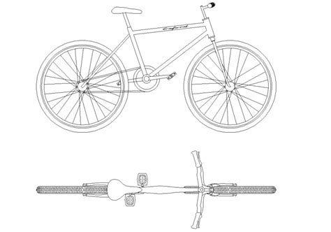 Elevation Of Bicycle Detail Cad Vehicle Block 2d View Layout File In