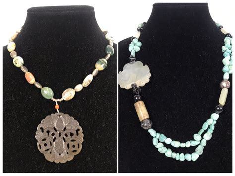 Pair Of Beaded Necklaces With Semiprecious Stones Including Turquoise