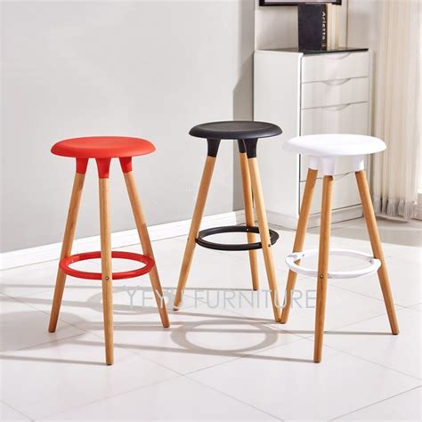 Buy Minimalist Modern Design Plastic And Solid Wood Bar Stool Wooden Counter